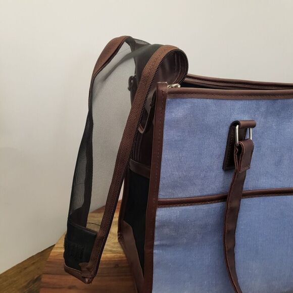 Bow-Wow Pet Carrier Large 15” x 12” x 8” Pets Up to 22lbs Blue Corduroy Unused - Picture 12 of 16